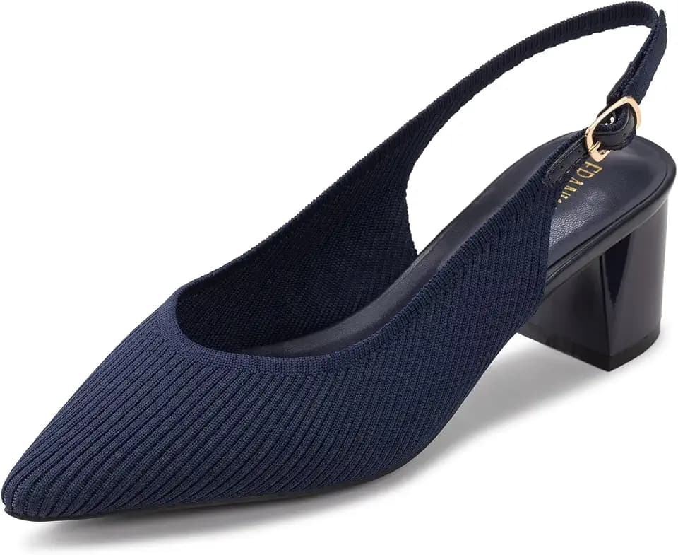 Frank Mully Women's Slingback Heels Pointed Toe Work Pumps Comfortable Chunky Pumps Closed Toe Stylish Dressy Shoes