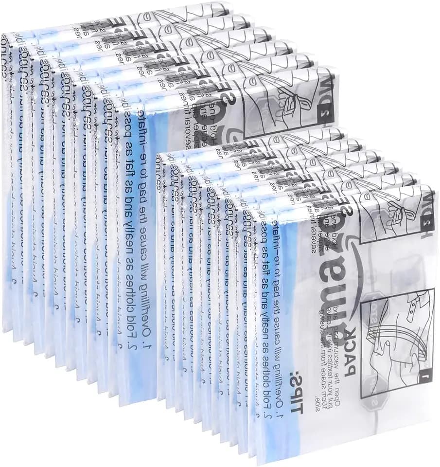 Amazon Basics Roll-Up Travel Compression Storage Bags for Clothes and Towels, No Vacuum Needed, Clear, 12 Pack (6 Small & 6 Medium)