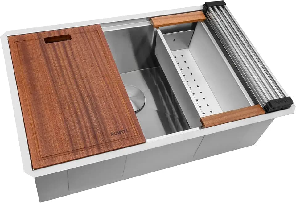 Ruvati 28-in Stainless Steel Undermount Workstation Kitchen Sink - RVH8309