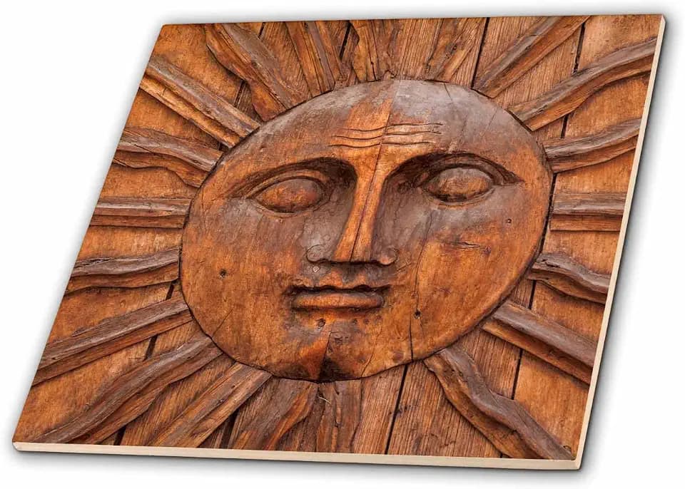 3dRose Mexico, San Miguel de Allende. Image of Sun Carving. 12 Inch Ceramic Tile