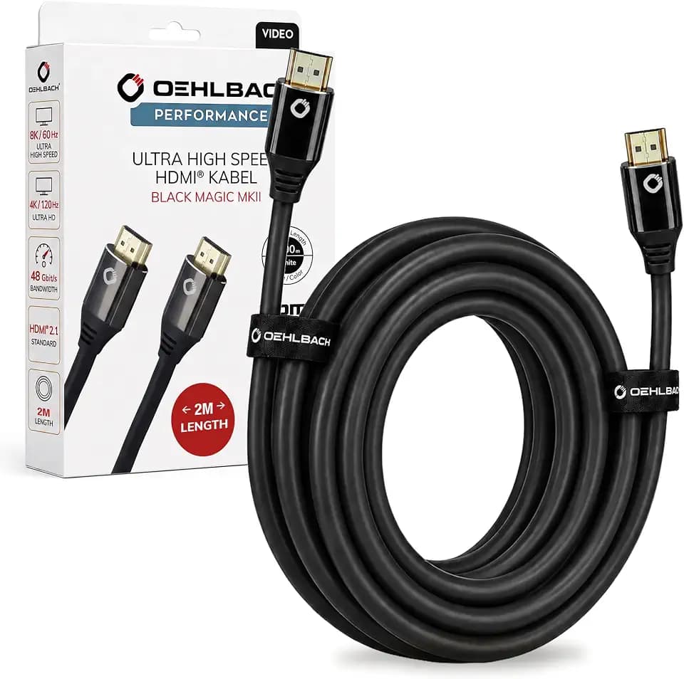 OEHLBACH Black Magic MKII HDMI 2.1 Kabel, Schwarz, 2 m