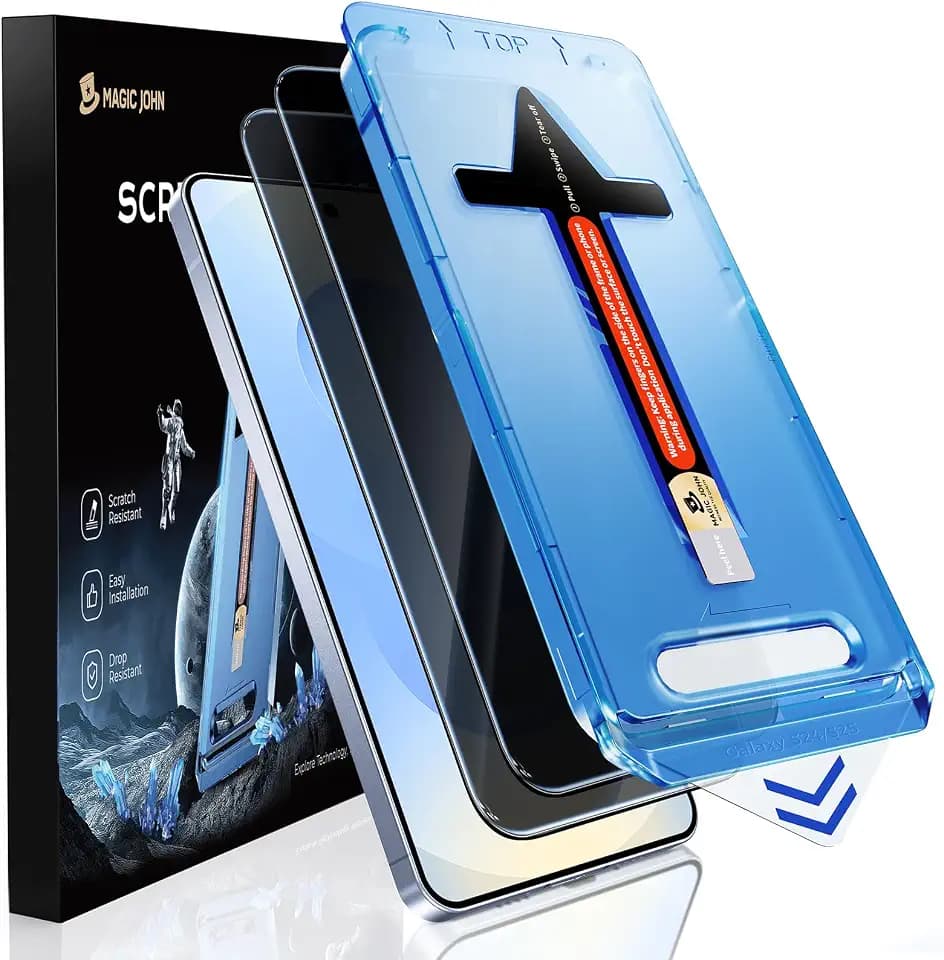 MAGIC JOHN 2 Stück für Samsung Galaxy S25 für Sichtschutzfolie (6,2 Zoll), 28-Grad-schutzwinkel-Einfaches, Auto-Dust-Eliminierung, 9H, Bläschenfrei, Einfache Installation