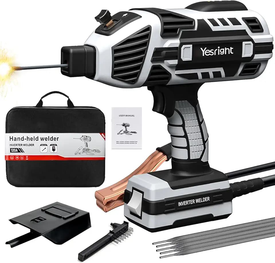 Welding Machine Handheld 110V 120Amp Portable ARC Welder Gun Hand Held Welder Machine with IGBT Inverter 5 Variable Current Adjustment for 1/16''-1/8'' Welding Rods