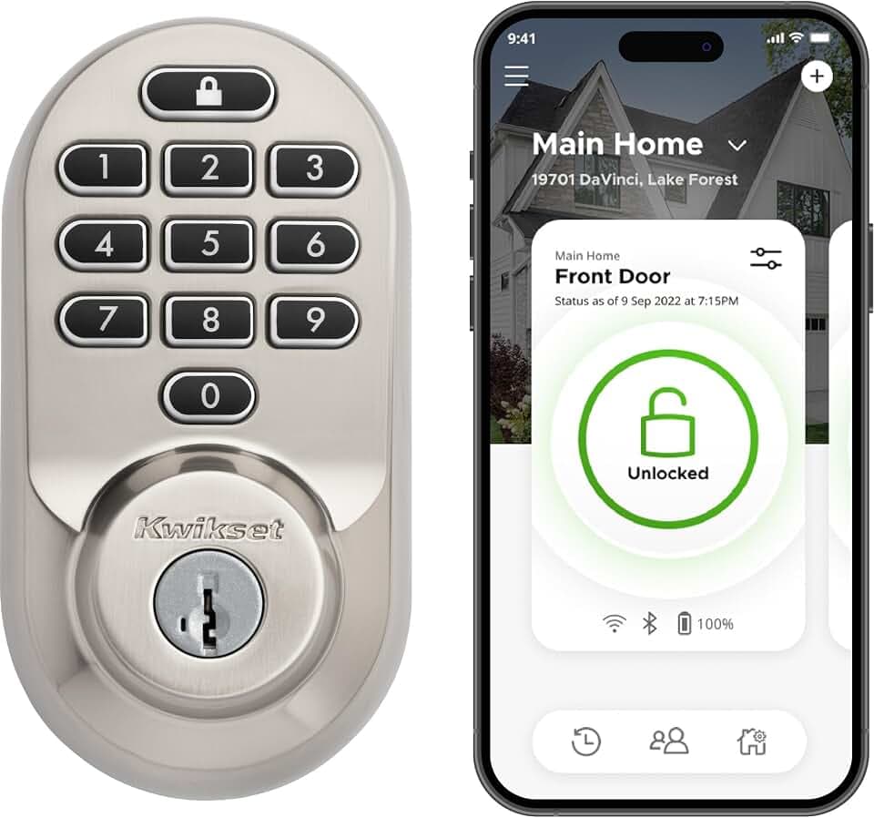 Kwikset 938WIFIKYPD-15S Halo Wi-Fi Enabled Smart Lock Deadbolt with Keypad and SmartKey Backup Satin Nickel Finish