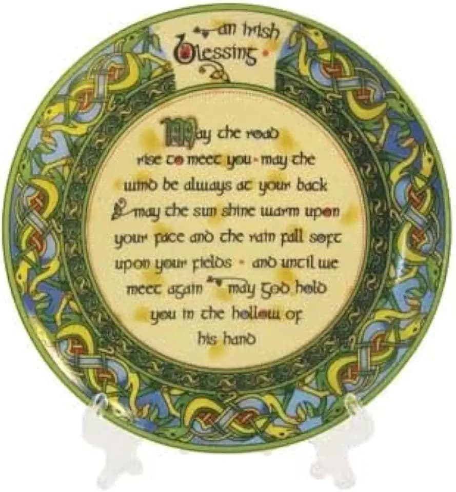 Royal Tara Bone China Blessing Plate Old Irish Celtic Manuscripts Ceramic Kitchenware Souvenir Housewarming Gift Diameter 4"", Green