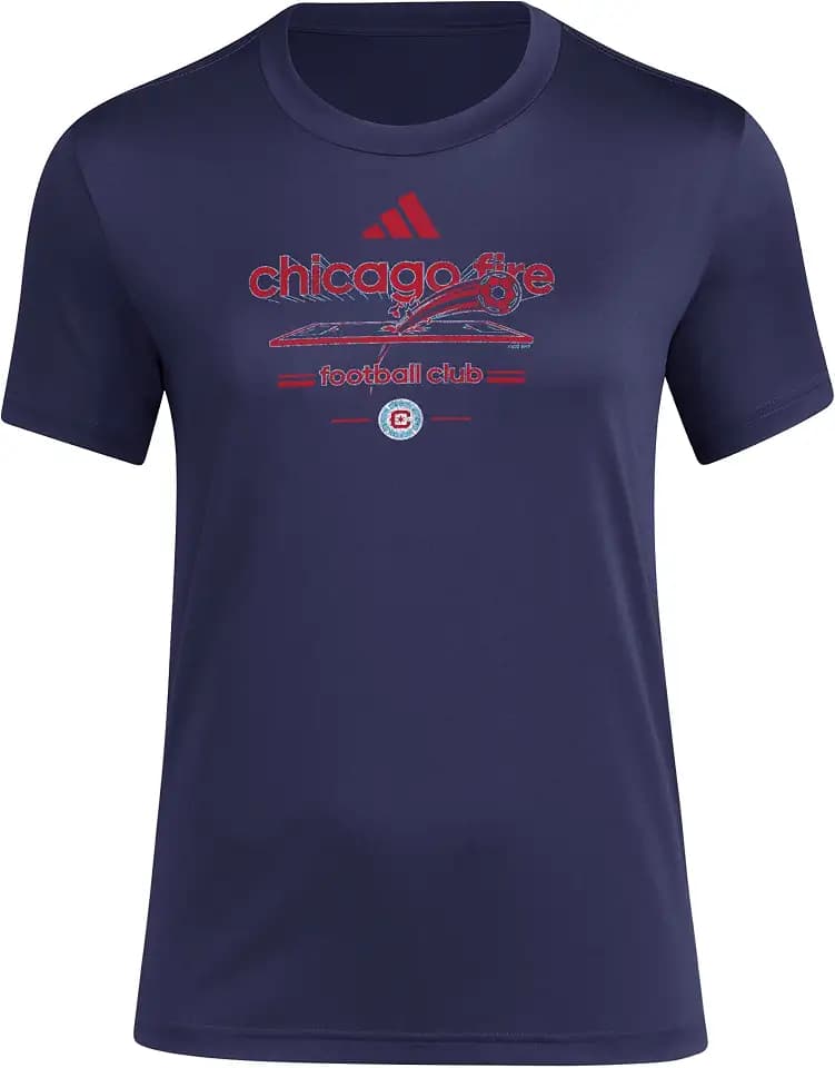 adidas Women's Chicago Fire Fc Vintage World Pre-Game Short Sleeve T-Shirt