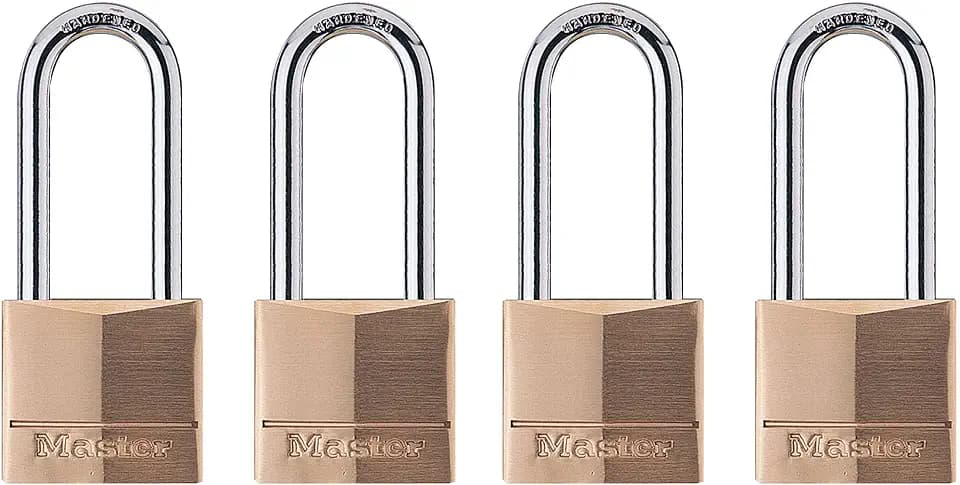 Master Lock Padlock, Solid Brass Lock, 1-9/16 in. Wide, 140QLH (Pack of 4-Keyed Alike)