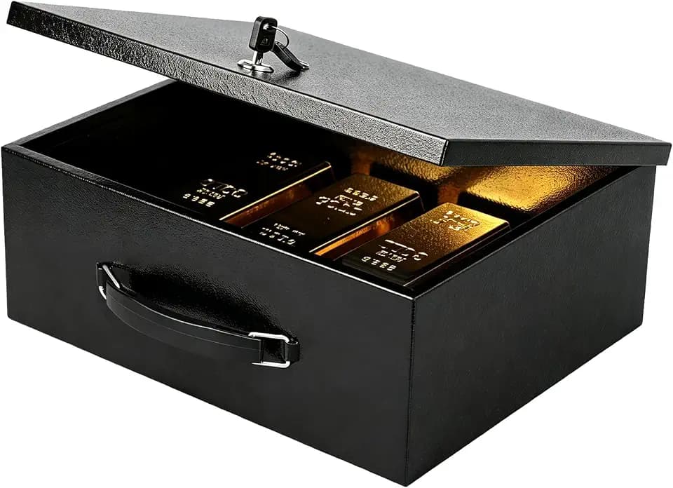 xydled Fireproof Document Box with Key Lock, Fire Safe Box, Black