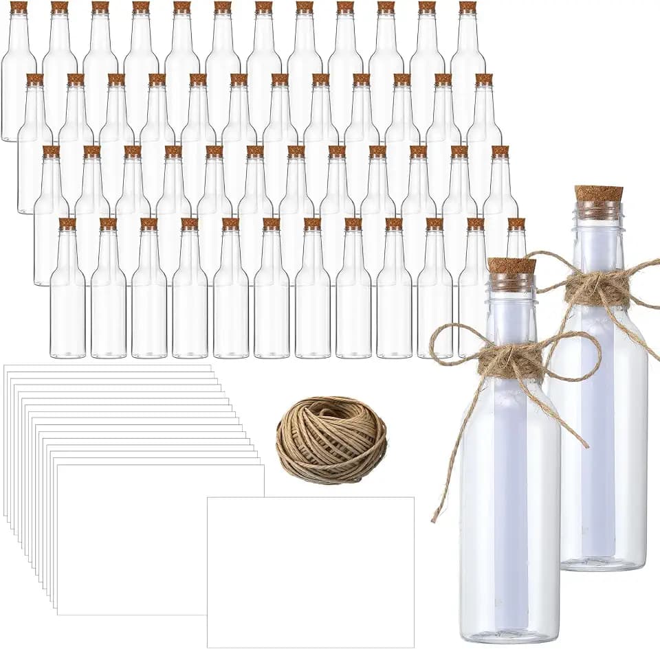 Baderke 48 Pcs 5.6 oz Message Bottles Kit Pirate Party Favors, White