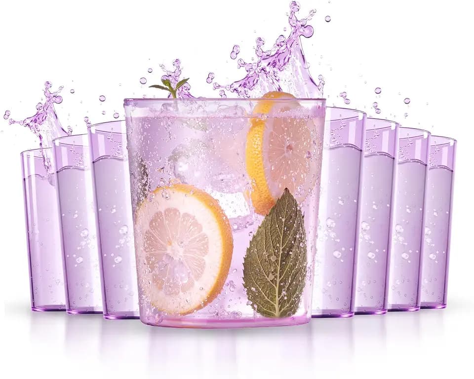 Liacere Plastic Drinking Glasses (Set of 12) 14 oz Purple Plastic Glasses Colors,Kitchen Water Glasses Cup, Bar Tumbler Glassware Set for Beer, Juice, Cocktail, Whiskey, Milk for Valentine’s Day