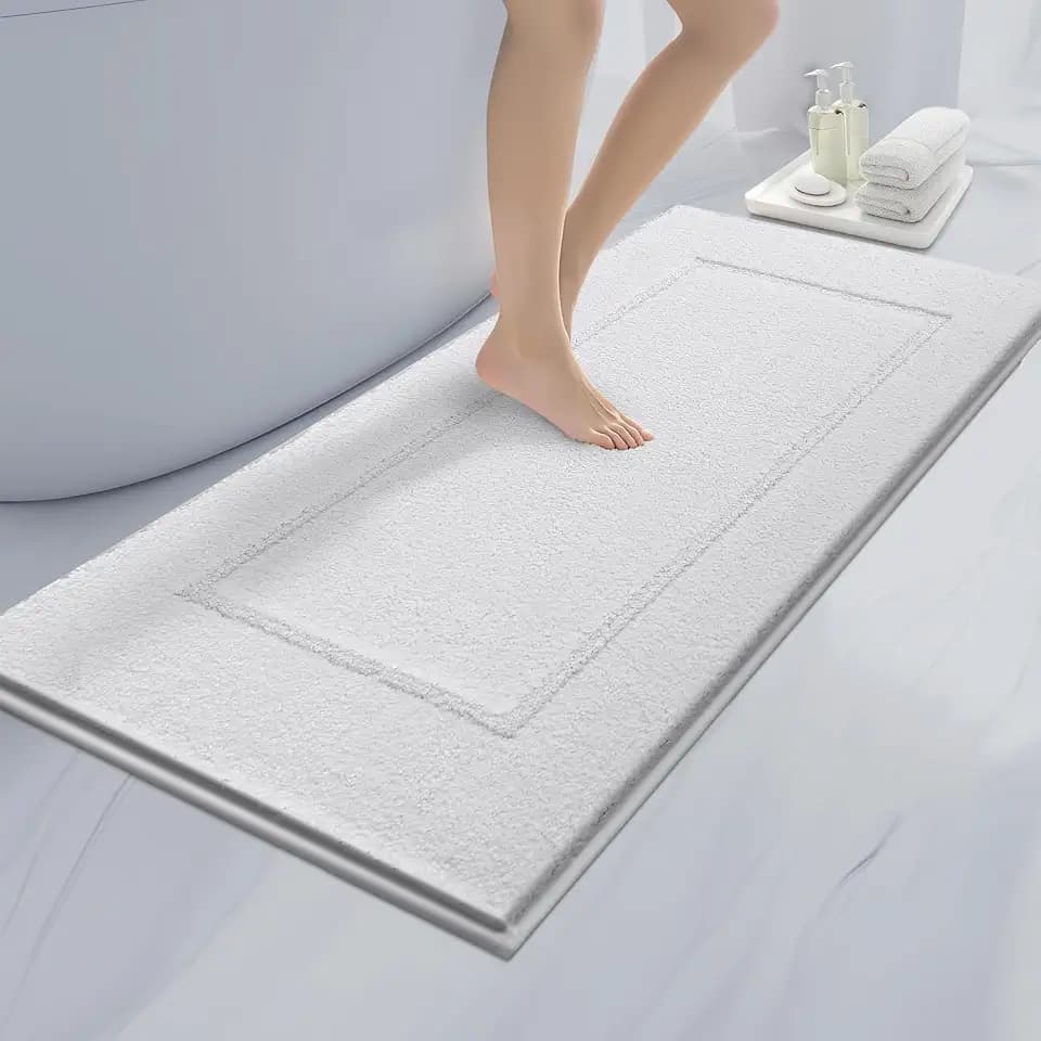 anllugs Bathroom Rugs, 24" x 60" Soft Bath Rugs, White