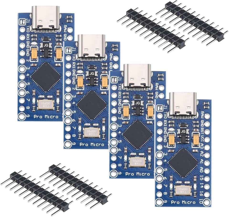 4 Stück Pro Micro 32U4 Modul Typ-C Entwicklungsboard 5V 16MHz Mikrocontroller