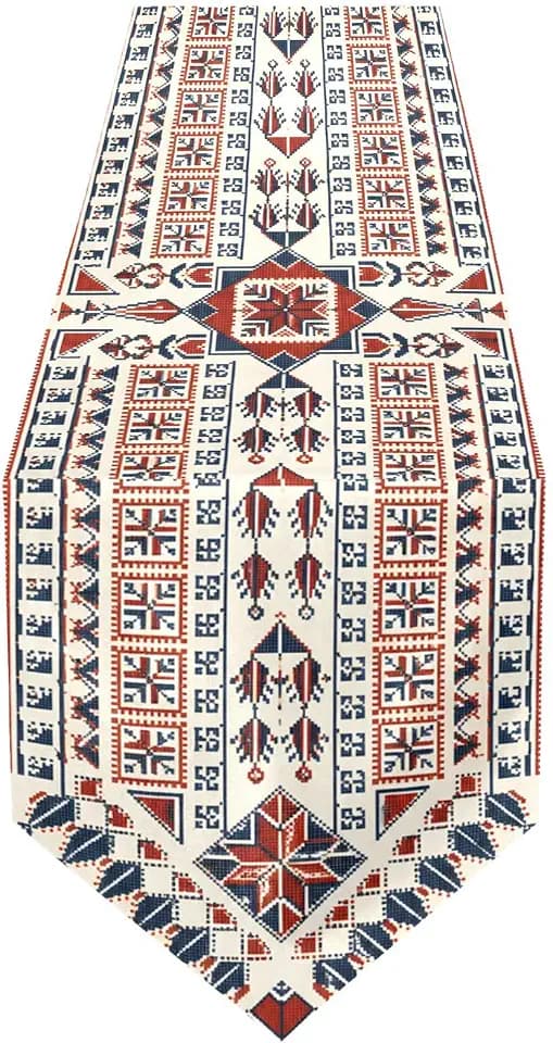 ALAZA Double-Sided Tatreez Decorative Palestinian Table Runner 14x108 Inches Long,Ethnic Nationality Table Cloth Runner for Wedding Birthday Party Kitchen Dining Home Everyday Decor