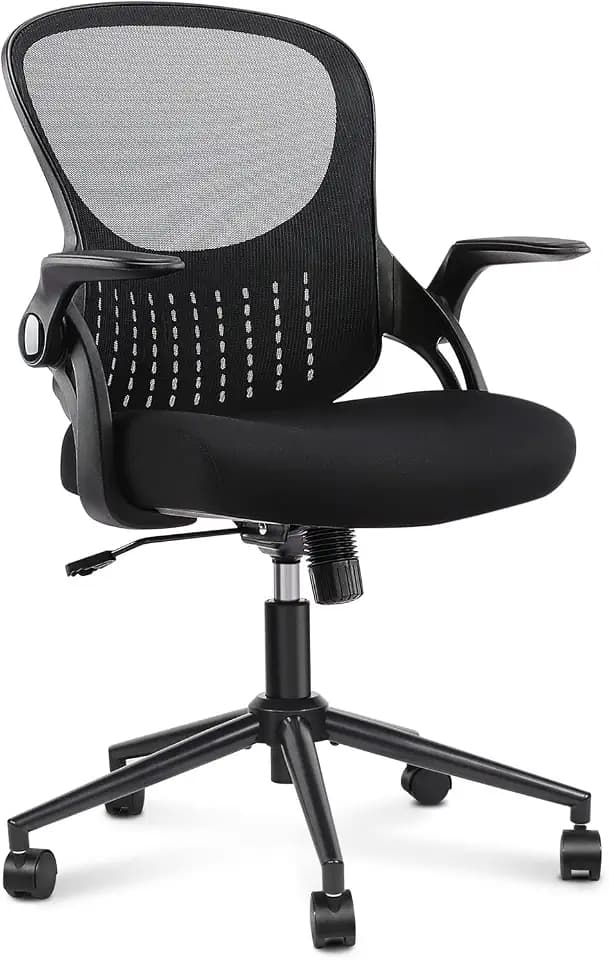 Home Office Chair Ergonomic Desk Chair Mesh Computer Chair Modern Height Adjustable Swivel Chair with Lumbar Support/Flip-up Arms, Black