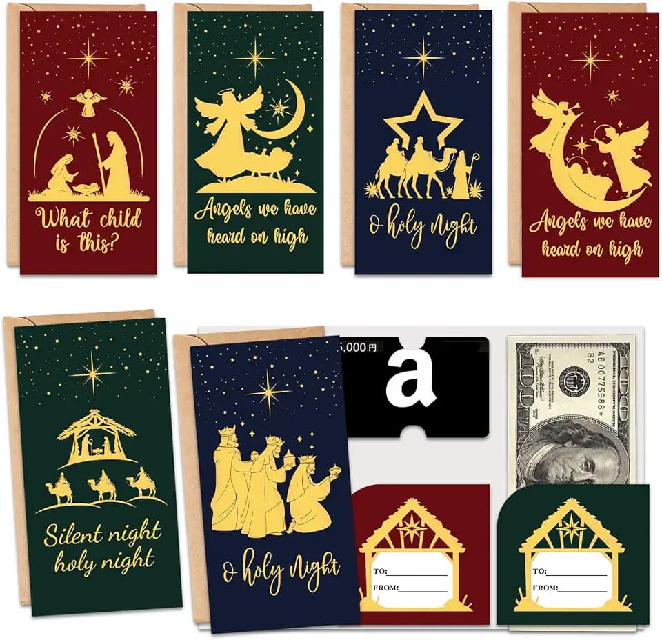 Mczan Christmas Cards Money Holder 96pcs, Nativity Scene Christmas Gifting Cash Cards for Women Men, Religious Holiday Money Card for Gifting Cash, Merry Xmas Gift Giving Ideas