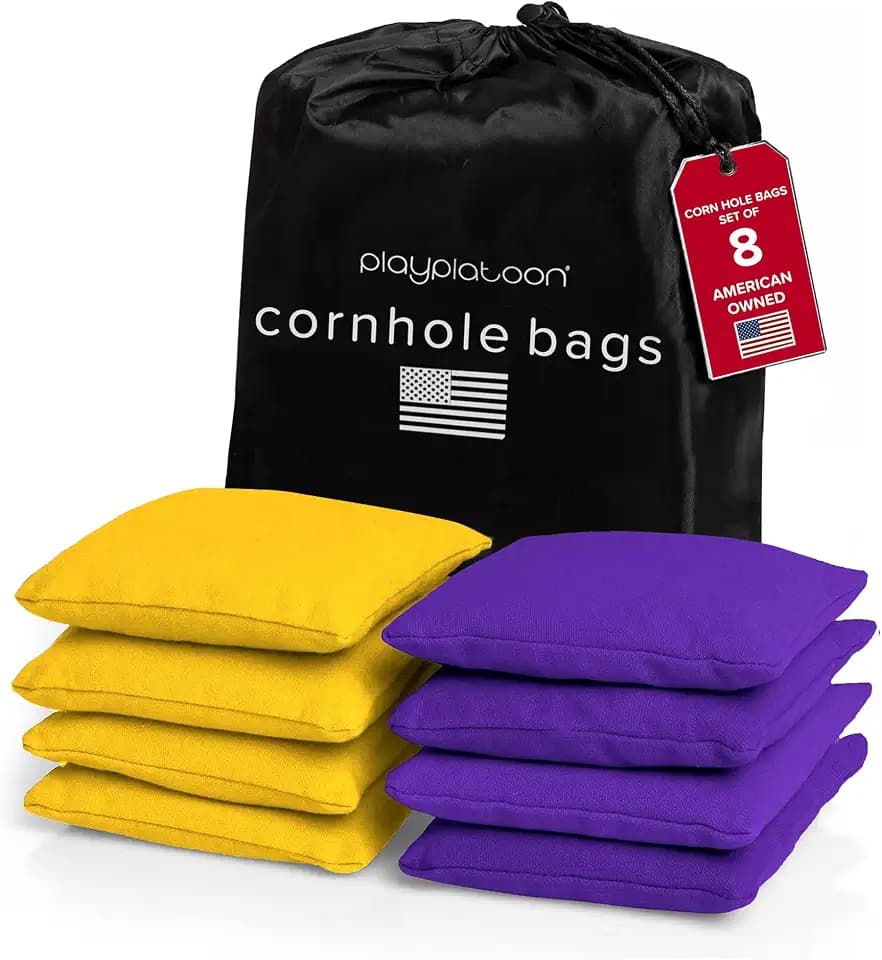 Play Platoon Cornhole Bags Set of 8 Regulation Size & Weight Duck Cloth