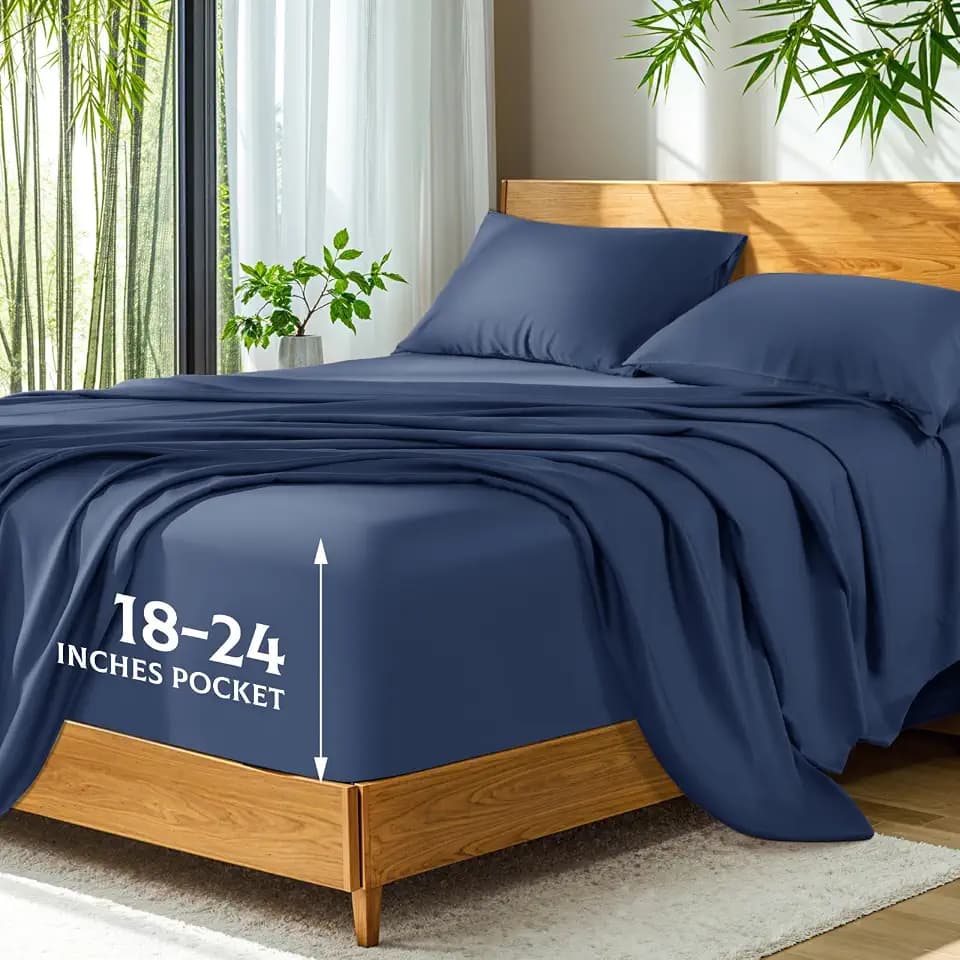 SONORO KATE 100% Viscose Derived from Bamboo_Sheets, Extra Deep Pocket,4PC