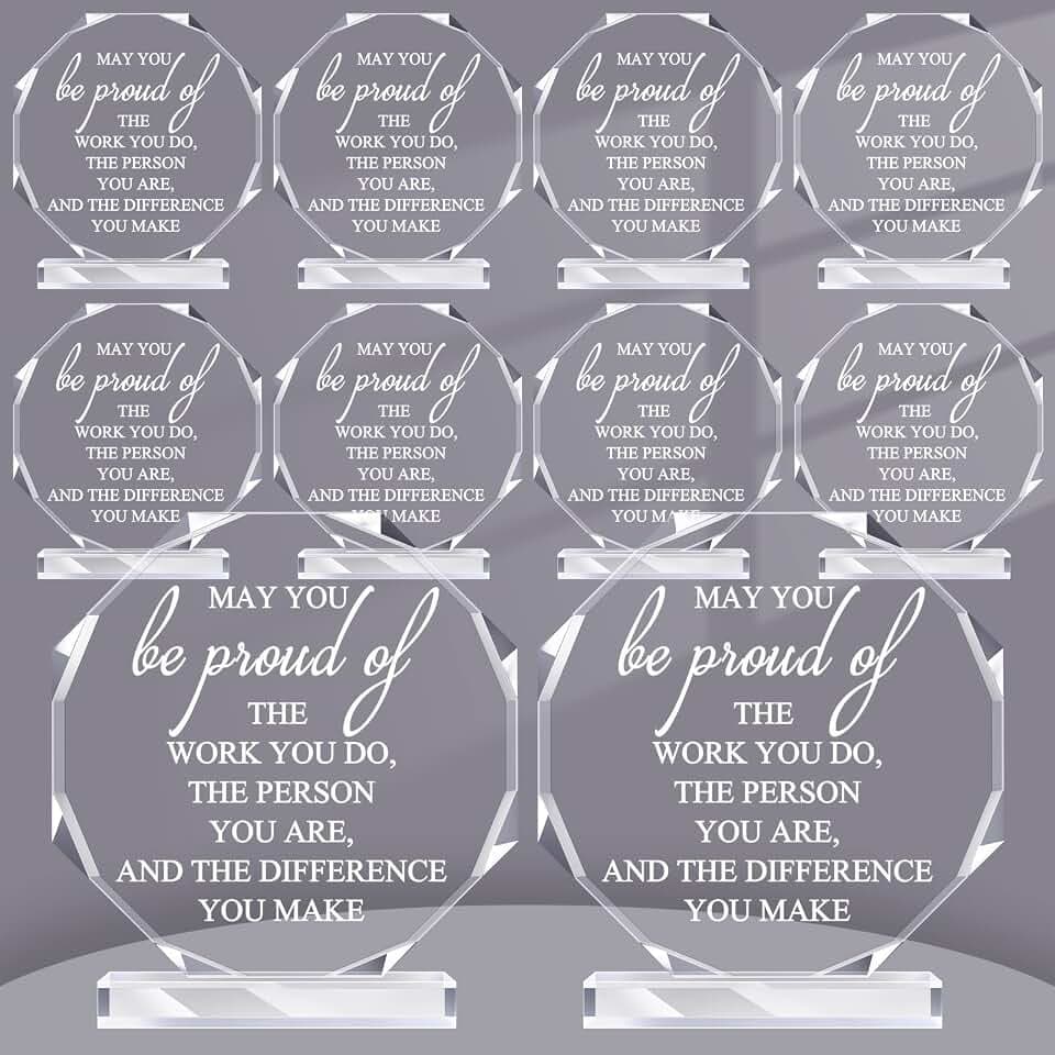 Bucherry 10 Pcs Employee Awards Thank You Trophies Acrylic, Octagon