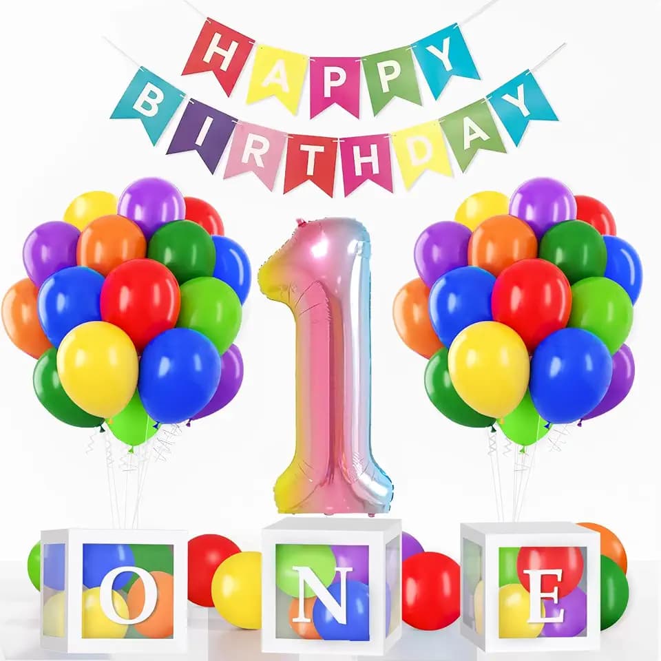 Yumiche First Birthday Decorations for Girl, Rainbow 1st Birthday Party Set