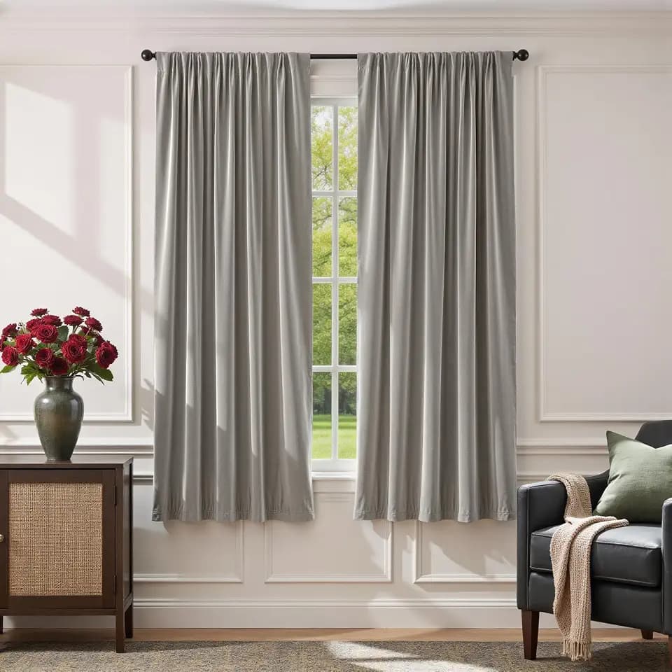 Lazzzy Velvet Light Gray Curtains 72 Inches Long Thermal Insulated Drapes for Bedroom Living Room Darkening Window Treatments Rod Pocket 2 Panels