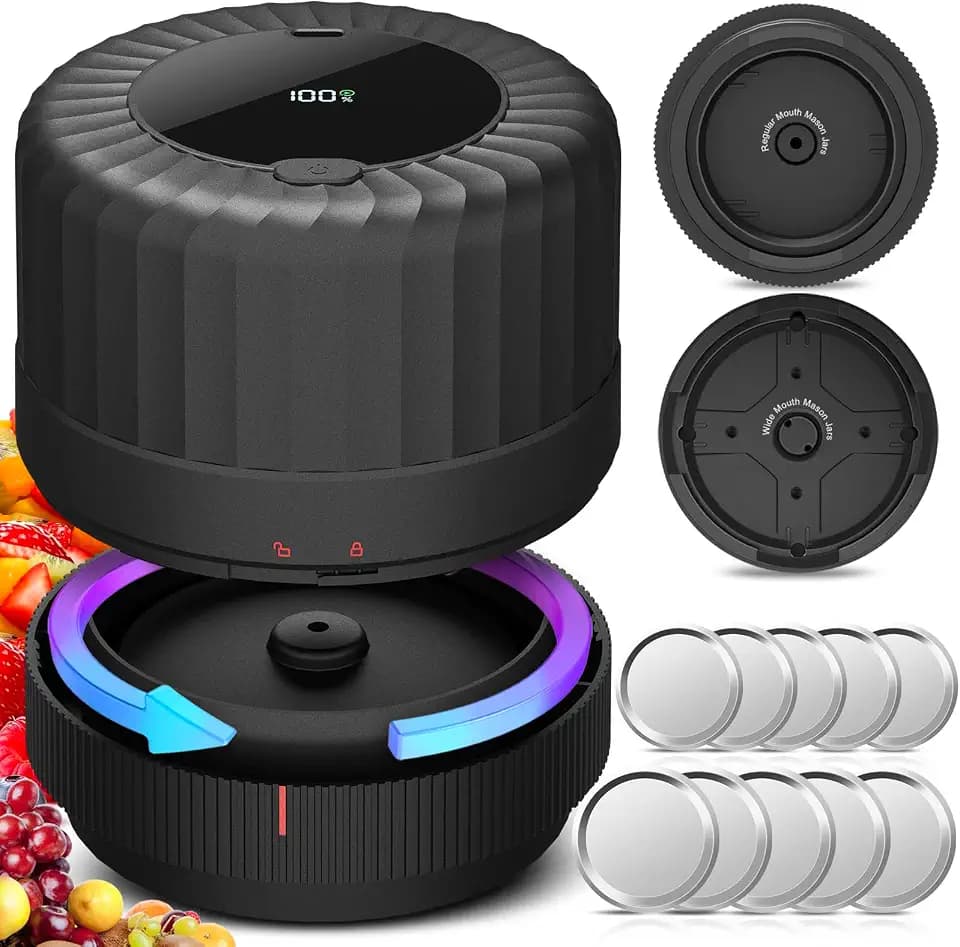 2026 Latest Electric Mason Jar Vacuum Sealer Kit with 10 Canning Lids