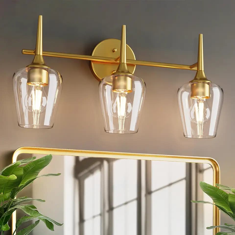 22 Inch 3-Light Gold Bathroom Vanity Light Fixtures