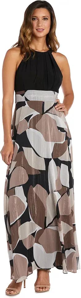 Long Yoryu Chiffon Maxi Dress W/Halter Neck