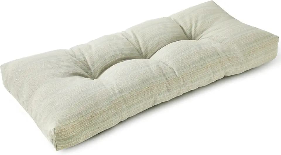 SUNROX LokGrip Non Slip Tufted Memory Foam Bench Cushion, FadeShield Water Resistant Durable Thicken Outdoor/Indoor Bench Seat Pads 48x16x4 inch, Seaside Breeze