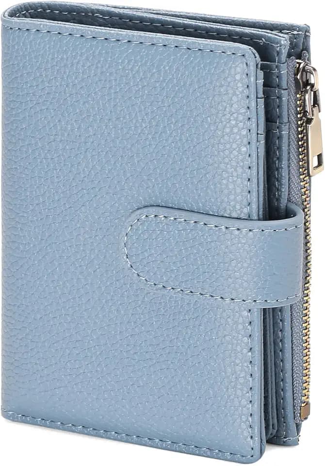 GAEKEAO Small Wallet Women Vegan Leather RFID Blocking Bifold Ladies Compact Card Holder with Zipper Pocket & ID Window