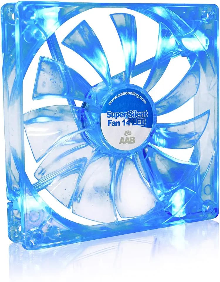 AABCOOLING Super Silent Fan 14 Blue LED - Leise und Efizient 140mm Gehäuselüfter und Blauer LED Hintergrundbeleuchtung - Ventilator Leise, Kühlung, CPU Kühler, 8,6 dB(A), 80 m3/h