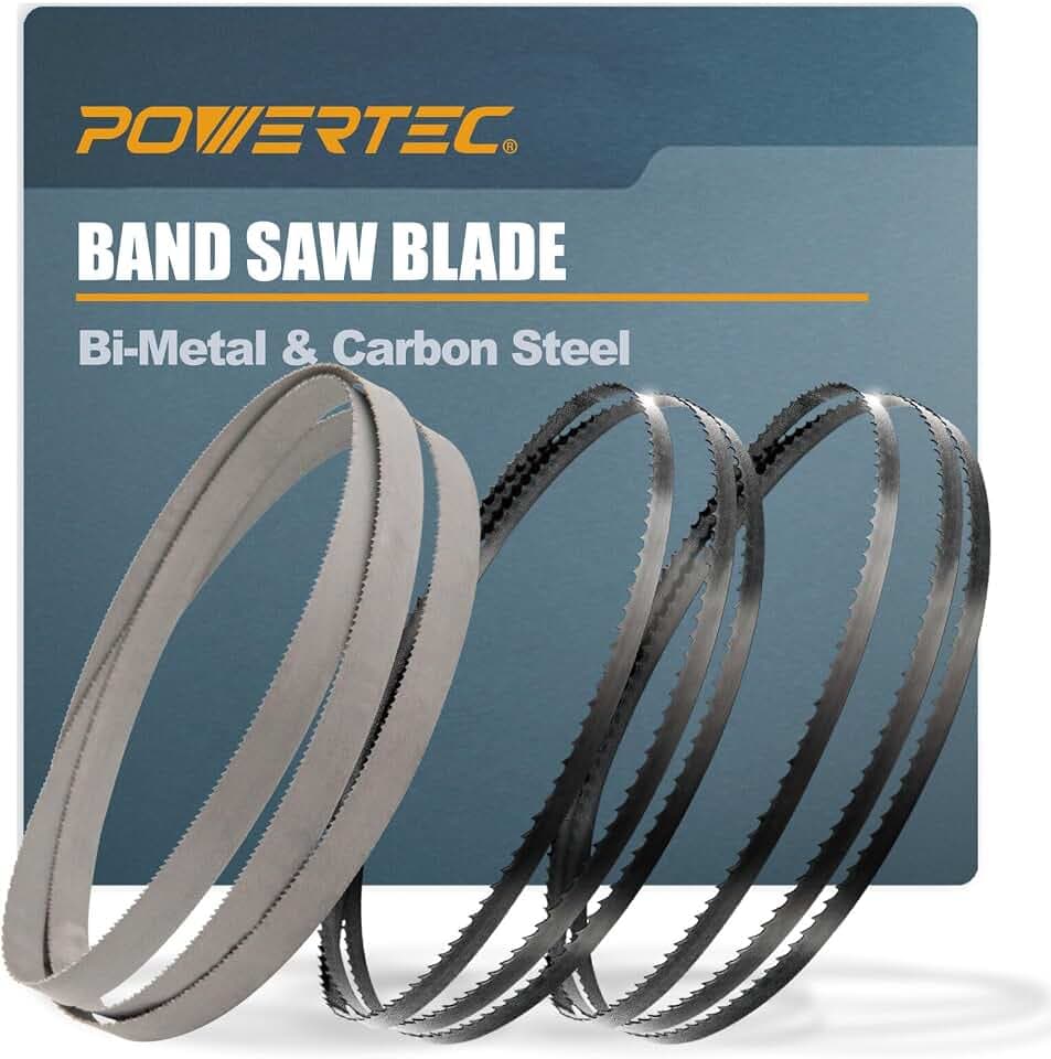 POWERTEC 59-1/4 Inch Bandsaw Blades Assortment for Woodworking & Non-Ferrous Metal Cutting, Band Saw Blades for Ryobi BS903 & BS900 and Shop Fox W1749 Band Saw, 3 Pack (13702)