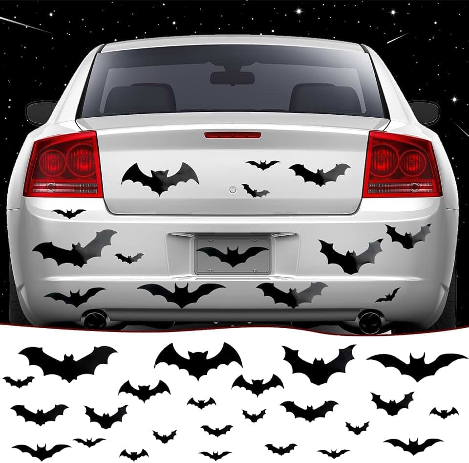 Flutesan 28 Pieces Halloween Bats Car Magnet 4 Sizes, Black