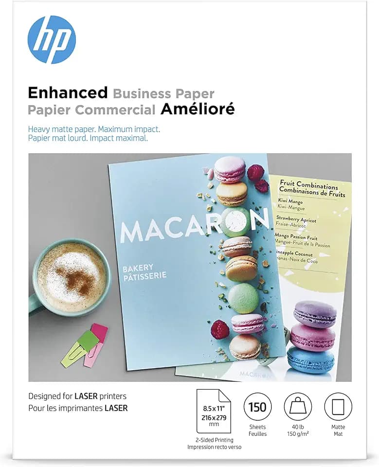 HP Enhanced Business Paper, Matte, 8.5x11 in, 40 lb, 150 sheets, works with laser printers (Q6543A)