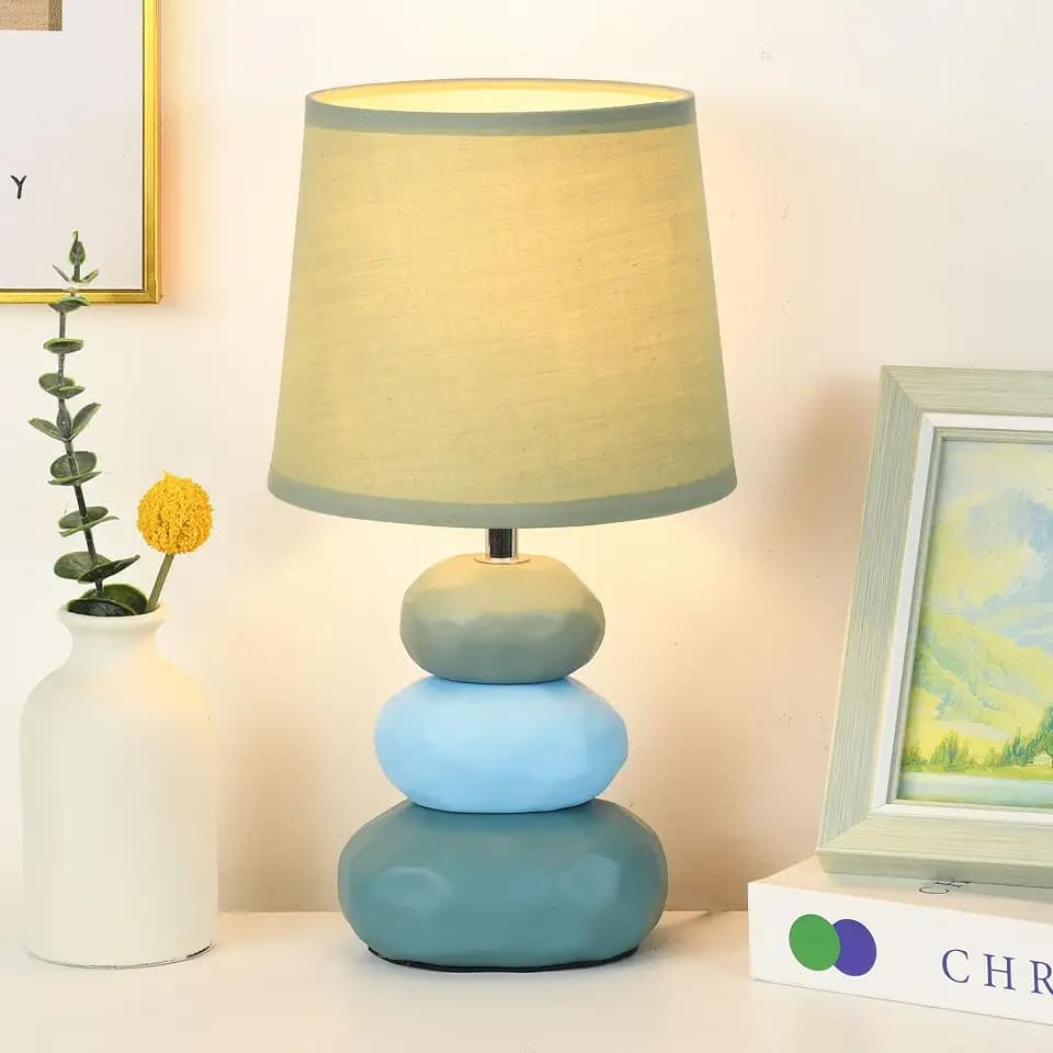 BERO Green Small Table Lamp for Living Room as Bedside Table Lamp for Bedroom,Modern Kids Night Ceramic Table Lamp,Φ6.50×H11.89IN,Bulb Excluded