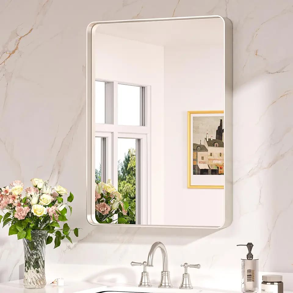 Keonjinn 22 x 30 Inch Brushed Nickel Bathroom Mirrors for Over Sink