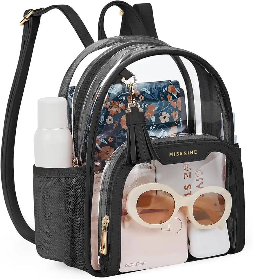 Missnine Small Clear Backpack for Stadium Events Anti-theft Mini Clear Bag for Sport Event Concert