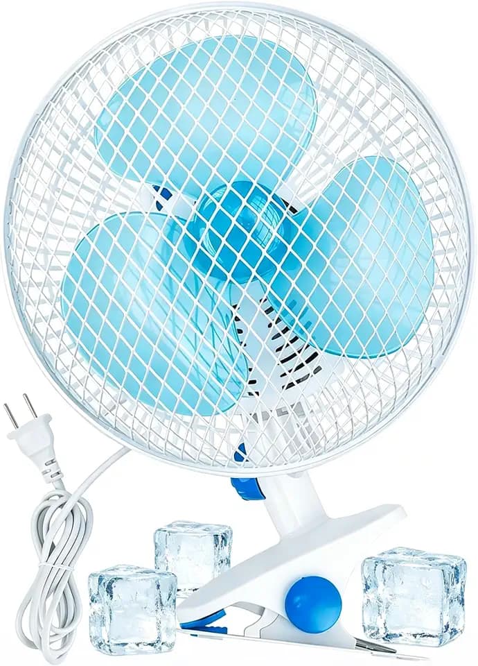 Oscillating Clip on Fan, Adjustable Tilt 2 Speeds Quiet Clamp Fan Wall Mount Auto Shaking Fan Personal Fan for Home Office Dorm Table Bedroom Kitchen with 3.94FT Cord