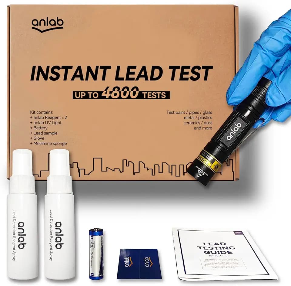 Lead Test Kit for Paint, Ceramics & More | Instant Lead Test | Up to 4800 Uses| Fast, Accurate Results | UV Light Visible (Lead Test)