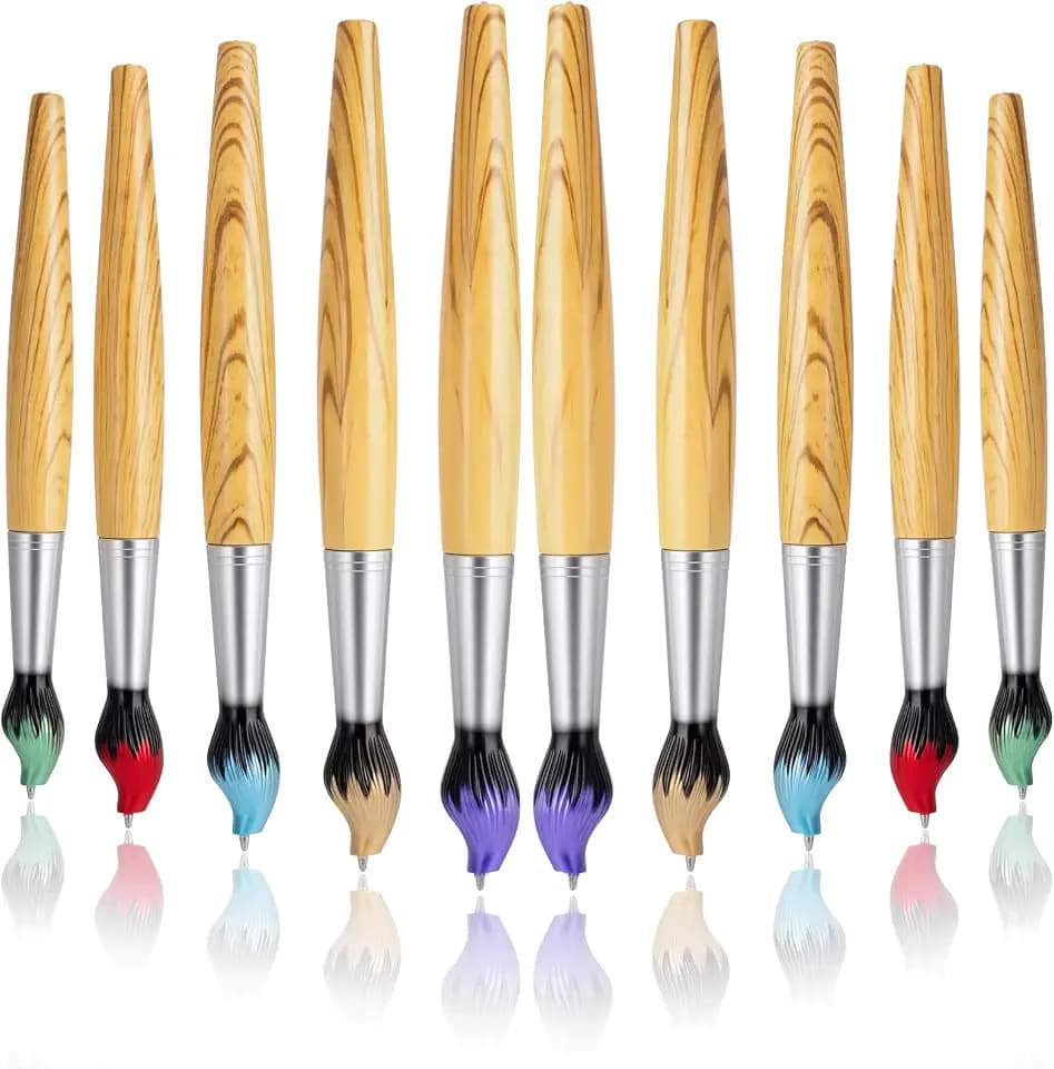 30 Pieces Paintbrush Pen Brush Shape Ballpoint Pen, Retractable Novelty Bamboo Design Wooden Handle Pens Blue Ink 1.0mm for Office Art Themed Party Favors House Warming Gifts