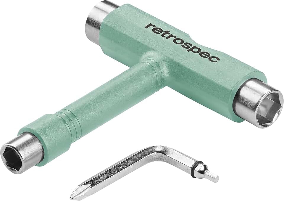Retrospec Upkeep All-in-One Multi-Function Portable Skate Tool with 2-in-1 Allen Wrench & Phillips Head Screwdriver for Adjusting and Tightening Skateboard/Longboard Wheels, Trucks, and Kingpins
