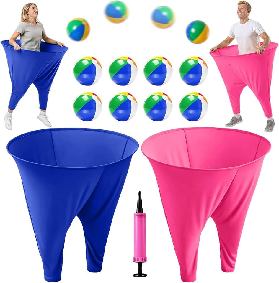 Granny Pants Yard Game, Wearable Outdoor Ring Toss Game Set with Bouncy Balls and Air Pump