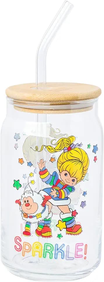 Silver Buffalo Rainbow Brite Stars Sparkle, Glass Tumbler, 16oz