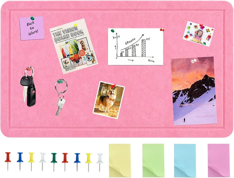 Vuzvuv 28"x16" Pink Large Vision Cork Bulletin Board for Wall Office
