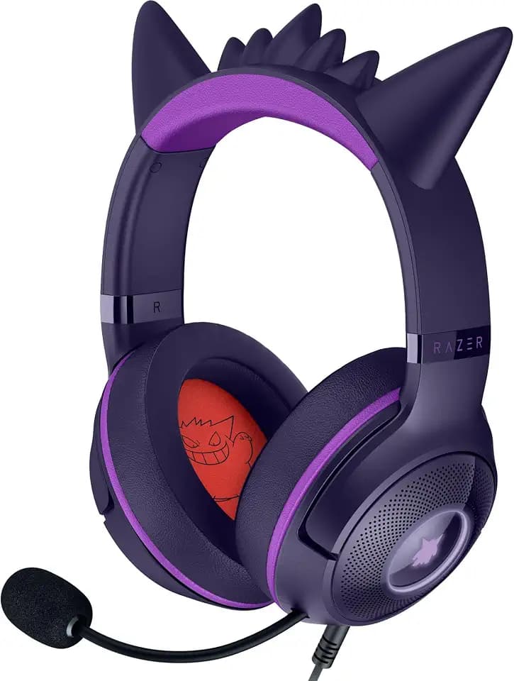 Razer Kraken Kitty V2 - Gengar Pokémon Edition - USB-Headset - Gengar-Stacheln - Streamreaktive Beleuchtung - HyperClear-Kardioidenmikrofon - Triforce 40-mm-Treiber - 7.1 Surround Sound | Violett