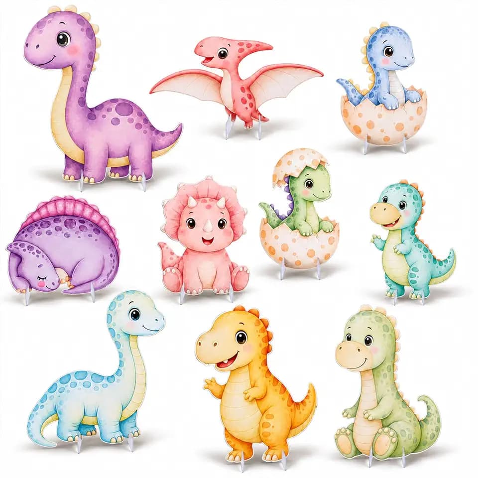 chiazllta 10Pcs Dinosaur Baby Shower Decorations Large Dinosaur Cardboard Cutout Hatching Soon Baby Shower Decoration Cardboard Standup Centerpiece for Kids Birthday Party Backdrop Photo Booth Props