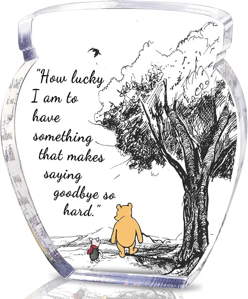 Hunny Pot Shape Acrylic Desk Decor Long Distance Friendship Gifts Inspirational Gifts, Pooh Quotes Desk Sign Decor, Birthday Gifts Graduation Gifts for Women Best Friend Mom Sister - 02
