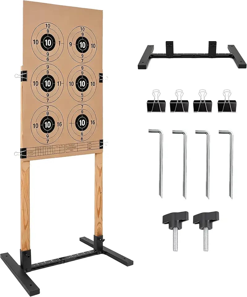 Adjustable Steel Target Stand Base – New Ultra-Stable H-Shape, Sleek Design, Fits 1x2 Wood, for Paper & Cardboard Silhouettes