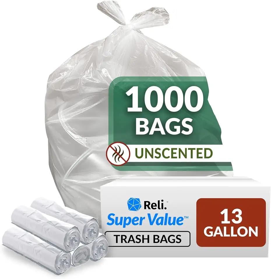 Reli. SuperValue 13 Gallon Trash Bags | 1000 Count Bulk