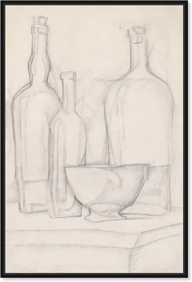 Art Remedy Bottles and Bowl 1911 Canvas Farmhouse Floral Art, Black Frame, 10" x 15"