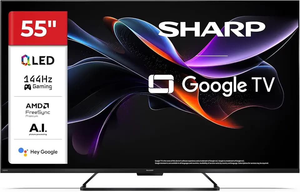 SHARP 55HR7365E 55 Zoll 4K Ultra HD QLED Google TV, 144 Hz